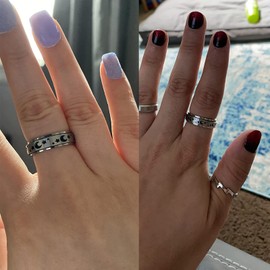 MODRSA Anxiety Ring for Women Fidget Spinner Ring Spinning Rings for Anxiety Anti Anxiety Rings Stress Ring Spinning rings for Anxiety Fidget Anxiety Rings Spinner for Men Figet Ring Silver Black 6