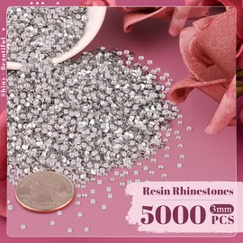 5000PCS 3mm Resin Rhinestones in Bulk (Clear), Bedazzling Flatback Crystals for Crafts DIY Nail Decoration, Gems Charms for Tumbler Shoes Clothing Fabric with Pickup Pen and Tweezers