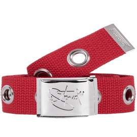 2Stoned Rivet Belt 4 cm with Chrome Buckle for Women and Girls, red