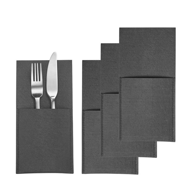 Westmark Cozy Cutlery Bags - Set of 4 Cutlery Holders, Elegant Cutlery Covers for Table Decoration, Ideal for Dining Table Home or Catering - Polyester, Anthracite