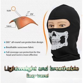OQUQO Balaclava Ghost COD Mask, MW2 Skull Full Face Mask, Windproof Ski Mask Airsoft Mask Tactical Balaclava Mask for Men Women Youth Black