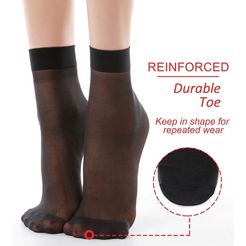 G&Y 12 pares de calcetines tobilleros de nailon para mujer