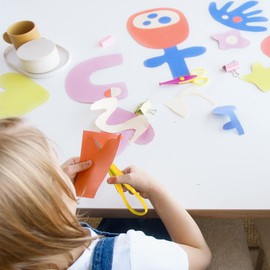 4Pack Adaptive Loop Scissors, 8 Inch Self-Opening Scissors for Special Needs, Children & Adults (Yellow)