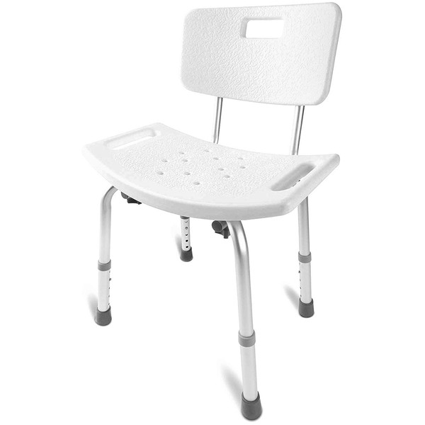 DMI Shower Chair Bath Seat for Tub or Shower Bench for inside shower, Made of Non Slip Aluminum with Plastic Seat, No Tools Needed, Adjustable Height, Holds Weight up to 300 Pounds, Bath Chair, White