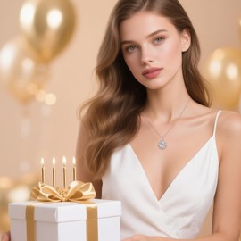 MISUMOR Women's Necklace 925 Silver Gold Chain with Cubic Zirconia Birthstone Pendant Jewellery Women's Gifts for Women, Girlfriend, Mum, Wife, Birthday, Christmas, Valentine's Day, Mother's Day,