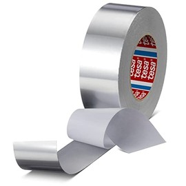 Tesa 60672 Aluminium Tape, Metallic Sealing Tape for High and Low Temperatures, Water and Vapourproof, Gas Resistant, Robust, Suitable for Permanent Repairs (50 mm x 50 m)