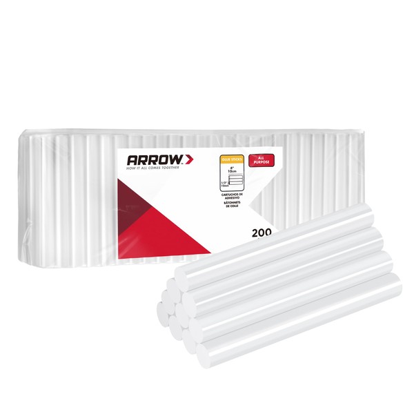 Arrow Full Size Hot Glue Sticks, 200 Pack Clear Glue