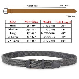 2 Pieces Braided Woven Elastic Stretch Canvas Belts for Men Women