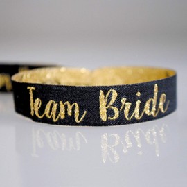 Team Bride Black & Gold Hen Party Wristbands (Pack of 5) Hen Party Favours