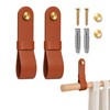 2Pcs Leather Curtain Rod Holder PU Leather Curtain Rod Holders