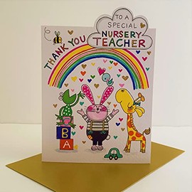 Rachel Ellen Thank You To A Special Nursery Teacher Card - Rabbit Giraffe