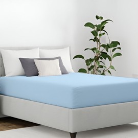 Peace Sleep Bedding - Queen Size Fitted Sheet Only Light Blue, 100% Egyptian Cotton 600 Thread Count, 16" Deep Pocket Cotton Fitted Sheet (1 Piece Bottom Sheet Only)