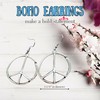 Peace sign hoop dangle earrings charm silver large bohemian style