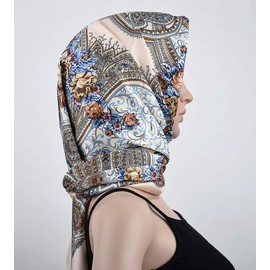 corciova XL 40x40 Inch Extra Large Silk Satin Scarf Tops for Women Head Wraps Shirt Blanched Almond Paisley Flowers Headband