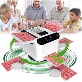 Eolzzi Mini Smart Card Dealer Machine: Quiet, 2-Deck Automatic Electric Shuffler for Casino & Rechargeable UNO Poker,White