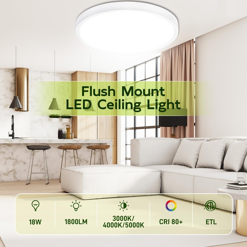 hykolity 2 Pack 9 Inch Selectable CCT LED Round Flat