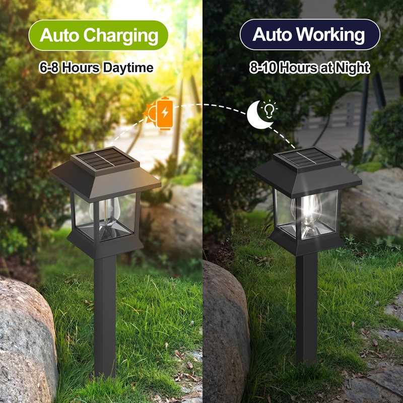 EXCMARK 10 Pack Solar Lights for Outside Walkway Pathway Driveway