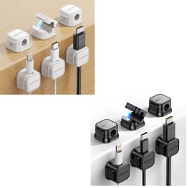 12 Pack Magnetic Cable Clips [Cable Smooth Adjustable] Cord Holder, Under Desk Cable Management, JOYROOM Adhesive Wire Holder Keeper Organizer for Home Office Desk Phone Car Wall Desktop Nightstand