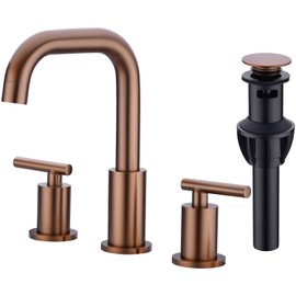 TRUSTMI 2 Handle 8 Inch Bathroom Faucet with Pop Up Drain and cUPC Water Supply Lines Assembly, Brass Bronze 3 Hole Widespread Vanity Sink Tap, Brushed Rose Gold