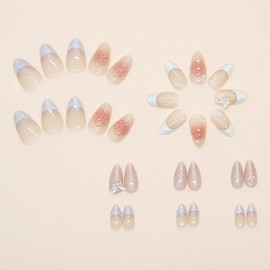 3D Press on Nails, Medium Almond Shaped Acrylic Fake Nails, Cute and Unique Decorative Shape, Suitable for Daily Leisure and Party Activities, Reusable, 24 Pcs