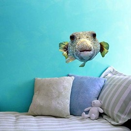 Puffer Fish Wall Decal - 10.5" tall x 14.5" wide