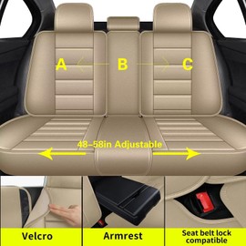 IKABEVEM Car Seat Covers Fit for Chevy Colorado 2015-2024 2025: Pickup Truck Luxury Leather Automotive Seat Covers,Full Set Car Seat Protector(5 Seats, Beige)