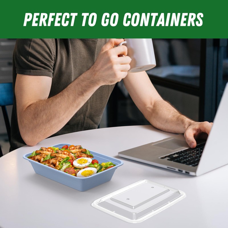 50 Pack (100-Piece) 32 oz Meal Prep Containers Reusable with