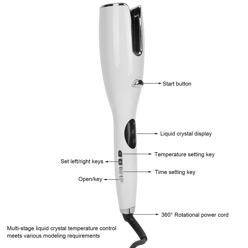 Automatic Hair Curling Iron AntiScald Portable LCD Hair Curling Wand