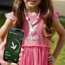 XEEWEN for Airtag Necklace Holder, 2 Pack Cute Beaded Case Cover for Kids Toddler Girl (Butterfly-Heart)