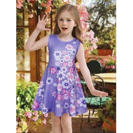 Eledobby Girls Encanto Dress Summer Casual Sun Dresses Sleeveless A-Line Swing Sundress for Toddler Girl 3-4T