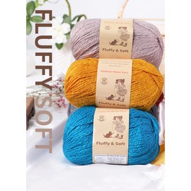 3-Pack Fluffy Wool Blend by Yonkey Monkey. Knitting Crochet DIY Art Crafts (Turquoise 004)