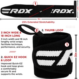 RDX Wrist Wraps for Gym Strength Training Weight Lifting Fitness One Size Black