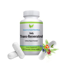 Trans-Resveratrol Supplement - Organic Capsules – Vegan Supplements for Women and Men, Natural Antioxidant, Polyphenols Supplement, Anti Aging - 60 Capsules, 600mg, 30 Day Supply