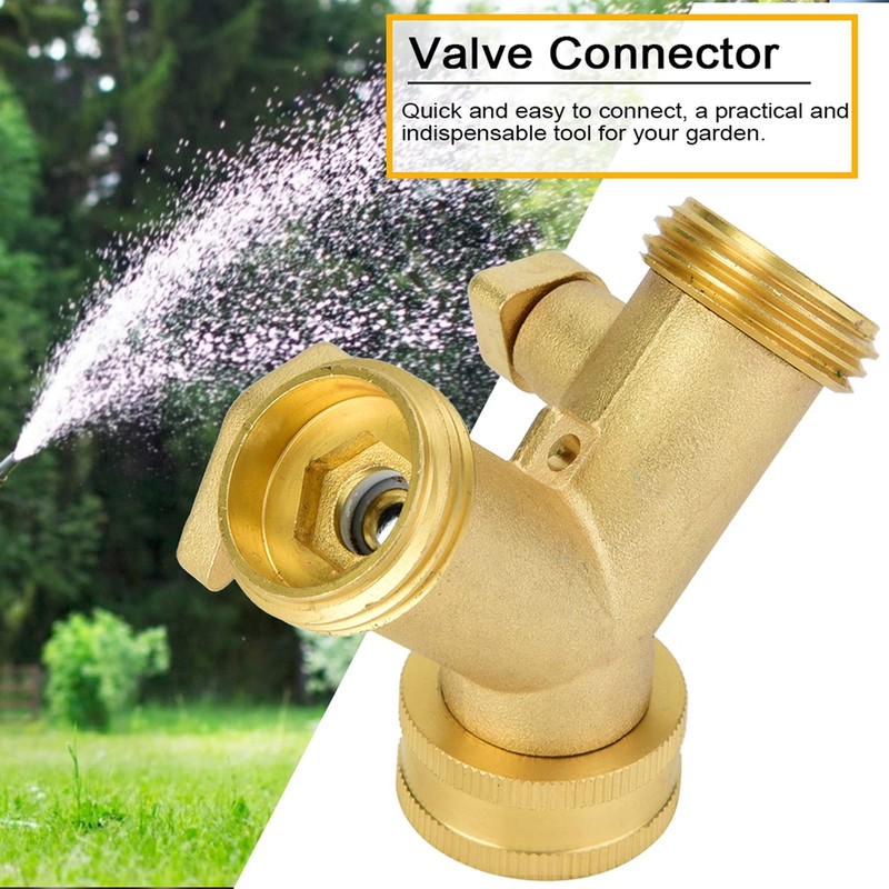 Fdit 3/4 Inch Double Outlet Brass Ball Valve Hose Connector