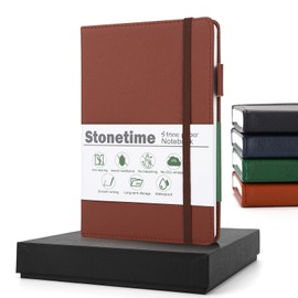 Stone Paper Notebook for Women Men, Waterproof Notebook Hardcover Executive Journal, Ruled Notebooks for Writing, Business, Work ＆ School, 160 Pages Notebook with Gift Box (B5 Brown)