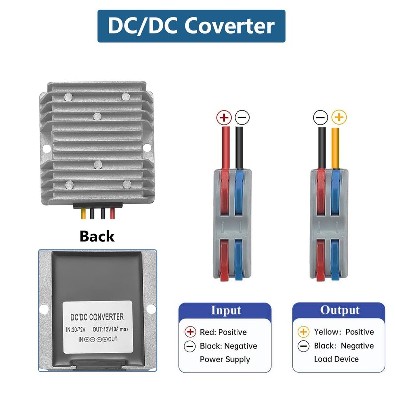 DC 20-72V Step Down to 12V 10A 120W DC Converter