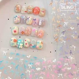Ballerina ribbon pastel butterfly knot nail sticker / 발레리나 리본 파스텔 나비매듭 네일스티커