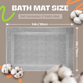 Infinitee Xclusives Premium Cotton Bath Mats for Bathroom – Pack of 2 | 34x22 Inches | Ultra Soft, Super Absorbent, Non-Slip, Machine Washable Mats (Charming Grey) [Not a Rug]