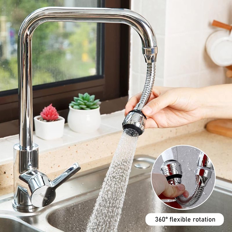 PUCIO Rompigetto Rubinetto Cucina, 2×lungo Prolunga, 360° Rubinetto Rotante Extender,