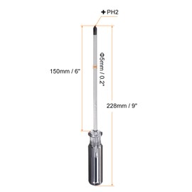 sourcing map Magnetic Phillips Screwdriver 5x150mm Rod PH2 Carbon Steel Cross Head Screw Driver with Non-Slip Handle for Appliances Repair Improvement, Black