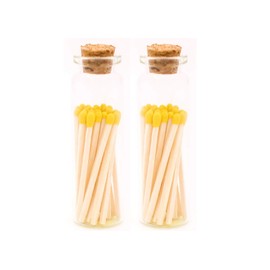 River Birch Pineapple Tip Decorative Matches | 40+ Small Premium Wooden Safety Matches | 2 Jars of 20+ Matches Each with Striker on Bottom | Home Decor