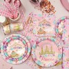 Princess Party Tableware Supplies, Includes Happy Birthday Backdrop Banner, Plate,
