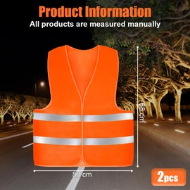 AYBUY AYBUY Warnwesten Auto, 2 Stck Orange Sicherheitsweste, Reflektierende Warnwesten, fr Erwachsene und Kinder 360 Reflektierend mit Reflektorstreifen, fr Nacht, Bauarbeiter, Autofahrern Fahrern