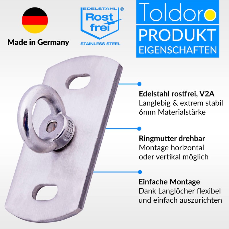 Toldoro® Ceiling Mount & Wall Bracket Made of Stainless Steel/Rustproof