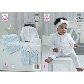 King Cole 5204 Knitting Pattern Baby Cardigans Blanket and Hat in Cottonsoft Candy DK