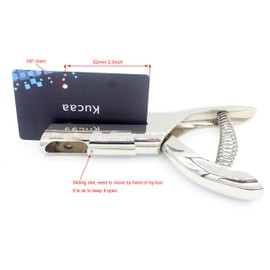 Kucaa 2-inch Reach 1/8 inch 3mm Deep Throat Heavy Duty Hand Held Single Hole Punch for PVC Cards ID Cards Badge Photos