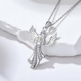 SELKAT Angel Necklace 925 Sterling Silver You Are My Angle With Wing Pendant Angle Jewelry Birthday Gifts For Women, Sterling Silver, Cubic Zirconia