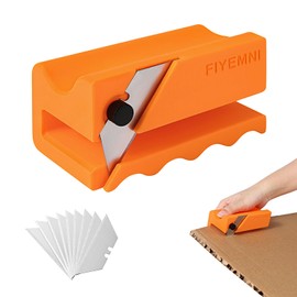 FIYEMNI Cardboard Cutter for Cat Scratchers, Cut 1.6" Wide Cardboard Strips, 3D Printed Cat Scratcher Cardboard Cutter, Cardboard Box Cutter Tool, Includes 10 Blades, Orange