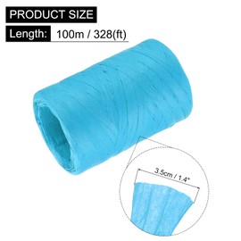 MECCANIXITY 2 Rolls Raffia Paper Ribbon Bulk,1/4 Inch Wide 110 Yards Lake Blue Twine String Paper Yarn for DIY Craft Weaving, Decoration, Gift Wrapping
