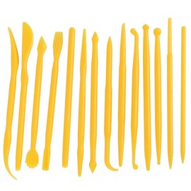 14 piezas de herramientas de arcilla plástica Kit de herramientas de cerámica de cerámica para moldear y esculpir herramientas de modelado de pasteles de polímero tallado(Amarillo)